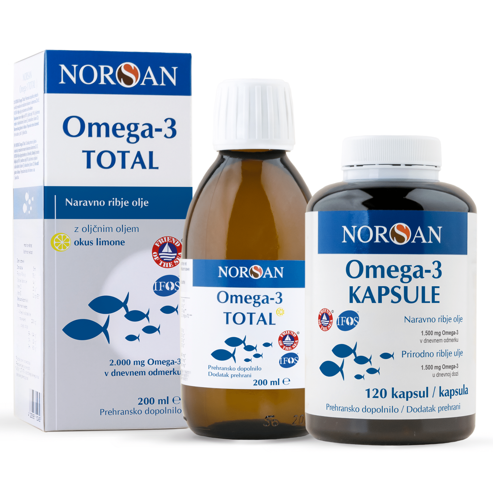 Norsan Omega-3 Total olje + kapsule