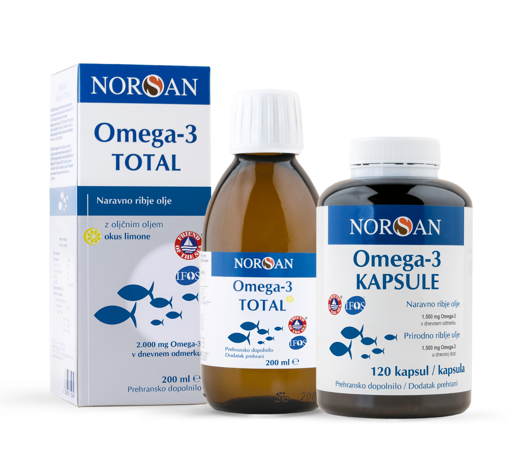 Norsan Omega-3 Total olje + kapsule