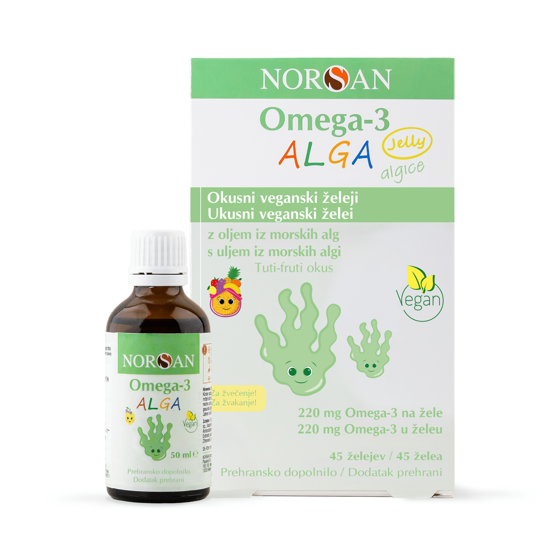 Norsan Omega-3 Alga olje + želeji